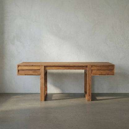 Newton Desk by Noir in clear coat flat. Made from teak, veneer in a transitional style.