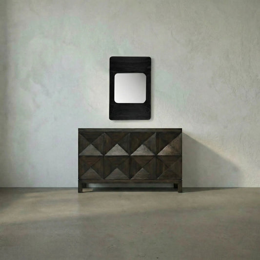 Franklin Mirror B by Noir in charcoal black. Made from mindi, mirror in a modern style.