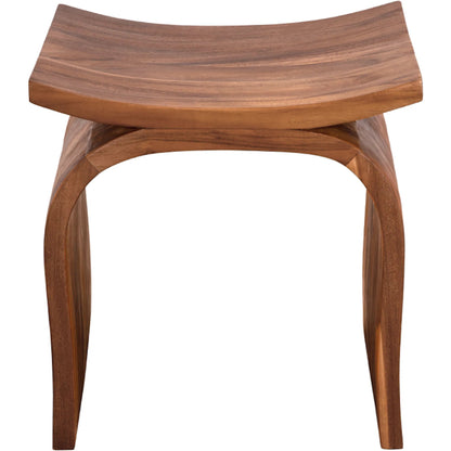 Muki Stool by Noir in clear coat flat. Made from teak in a transitional style.