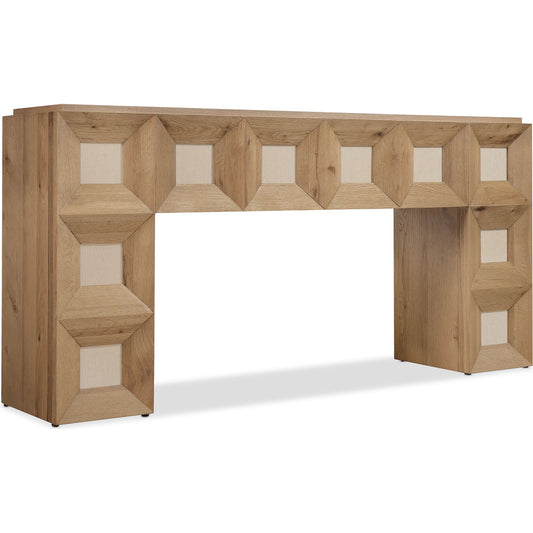 Commerce and Market Haven Console Table by Hooker Furniture in medium wood and natural oak. Made from oak solids, oak veneers, travertine marble in a unique style.