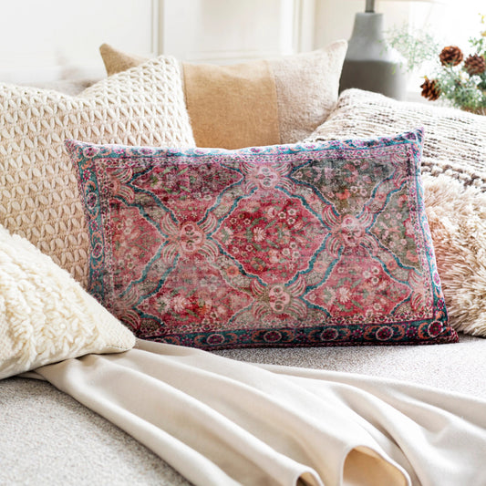 Edgerton Pillow - 23646 by Livabliss in burgandy, dusty pink. Made from 100% cotton in a eclectic & global style.