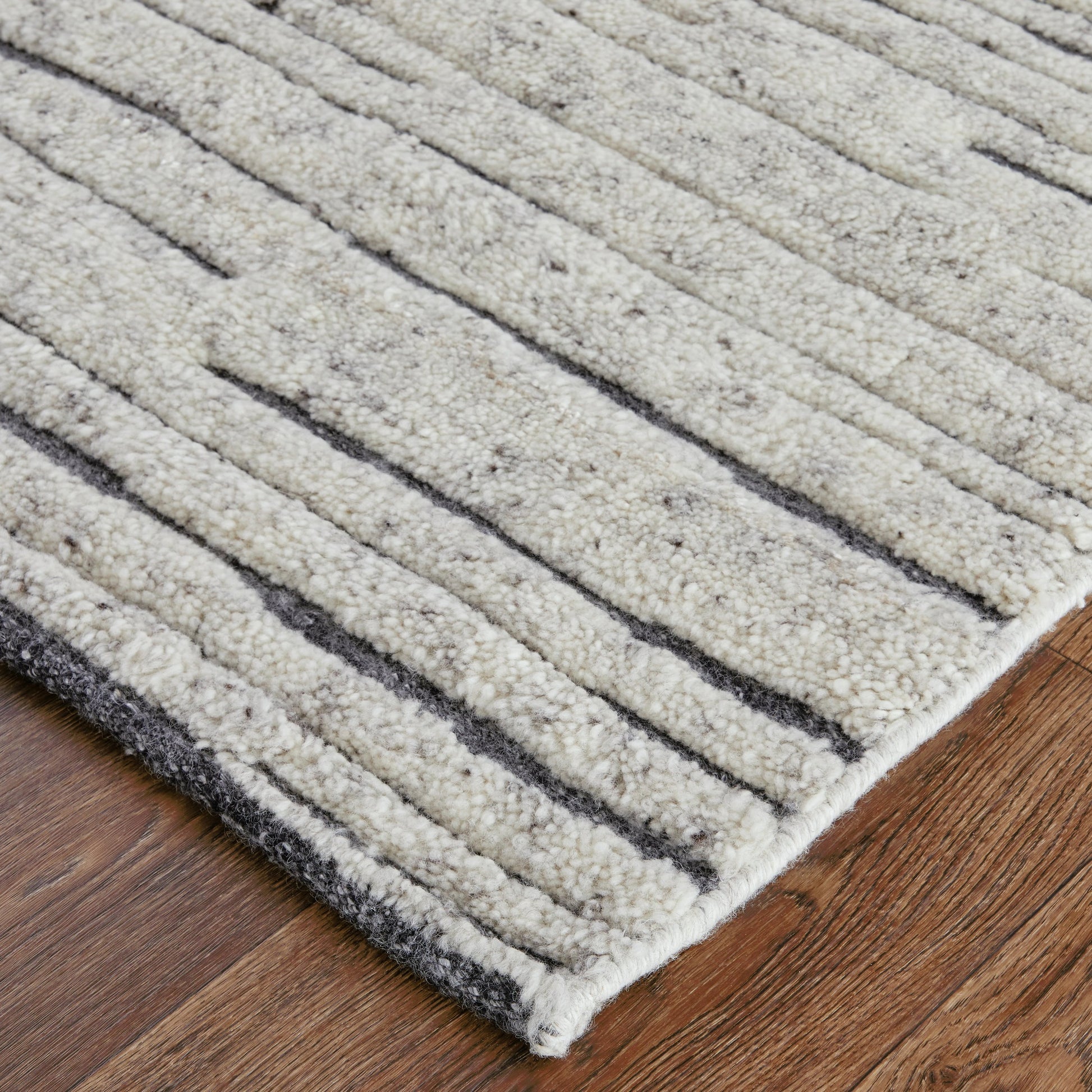 Broadfield Stripes Rug - T21T6037 by Thom Felicia by Feizy Rugs in ivory. Made from wool in a unique style.