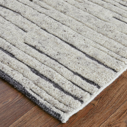 Broadfield Stripes Rug - T21T6037 by Thom Felicia by Feizy Rugs in ivory. Made from wool in a unique style.