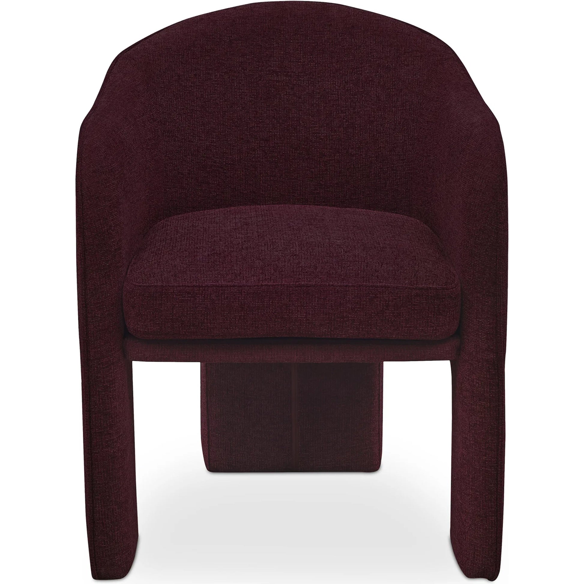 Clara Dining Chair Performance Fabric by Moe's Home Collection in plum. Made from 100% polystery, iron frame, feather fill at top of seat cushion, plywood seat frame in a eclectic & global style.