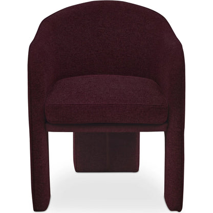 Clara Dining Chair Performance Fabric by Moe's Home Collection in plum. Made from 100% polystery, iron frame, feather fill at top of seat cushion, plywood seat frame in a eclectic & global style.