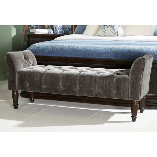Revival Bed Bench by A.R.T. Furniture in black, brown and napa mahogany. Made from rubberwood solids, quarter mahogany veneer, foam, fabric in a unique style.