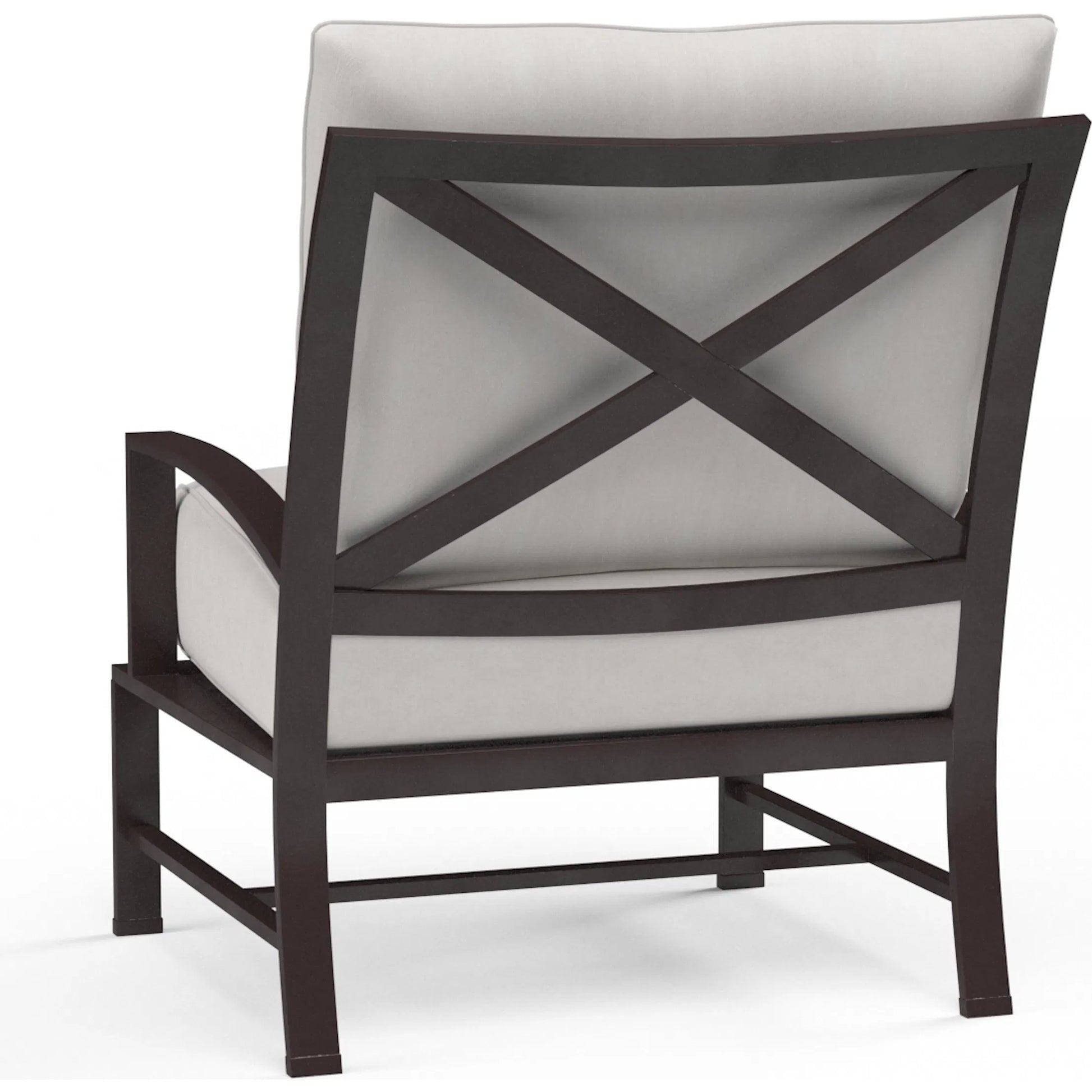 La Outdoor Jolla Club Chair by Sunset West in espresso. Made from aluminum in a modern style.