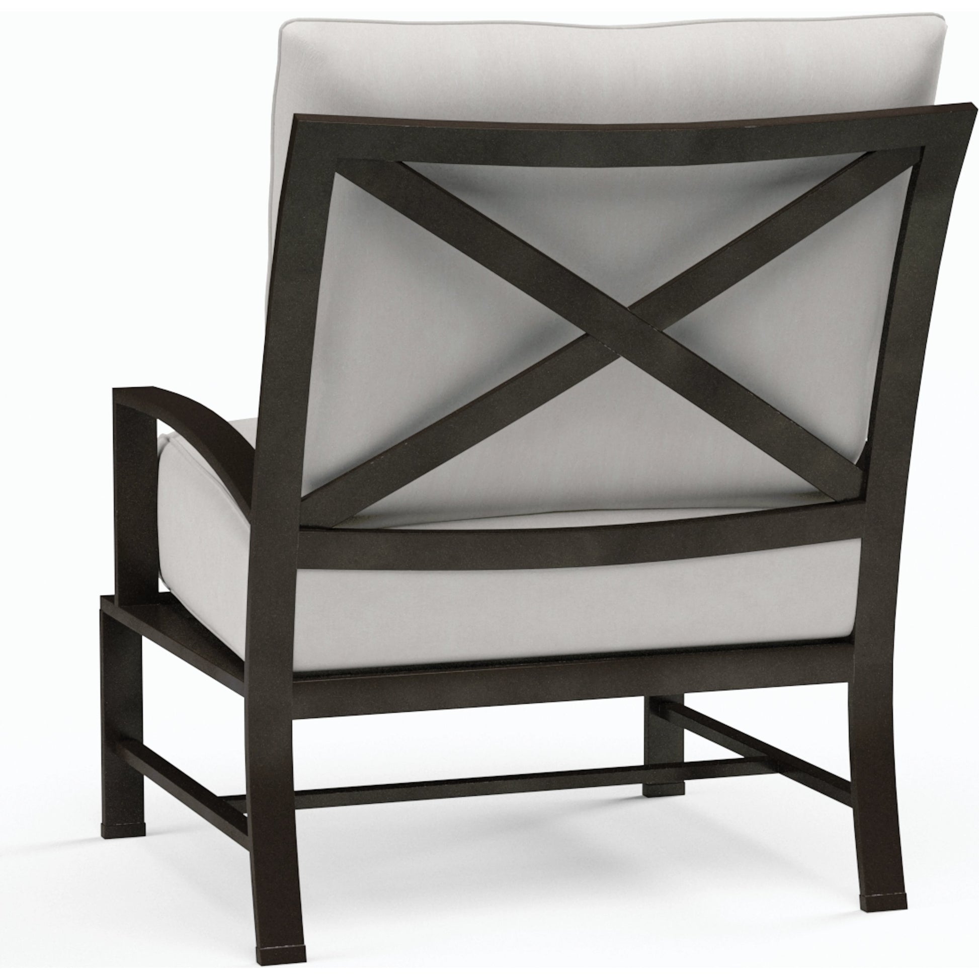 La Outdoor Jolla Club Chair by Sunset West in espresso. Made from aluminum in a modern style.