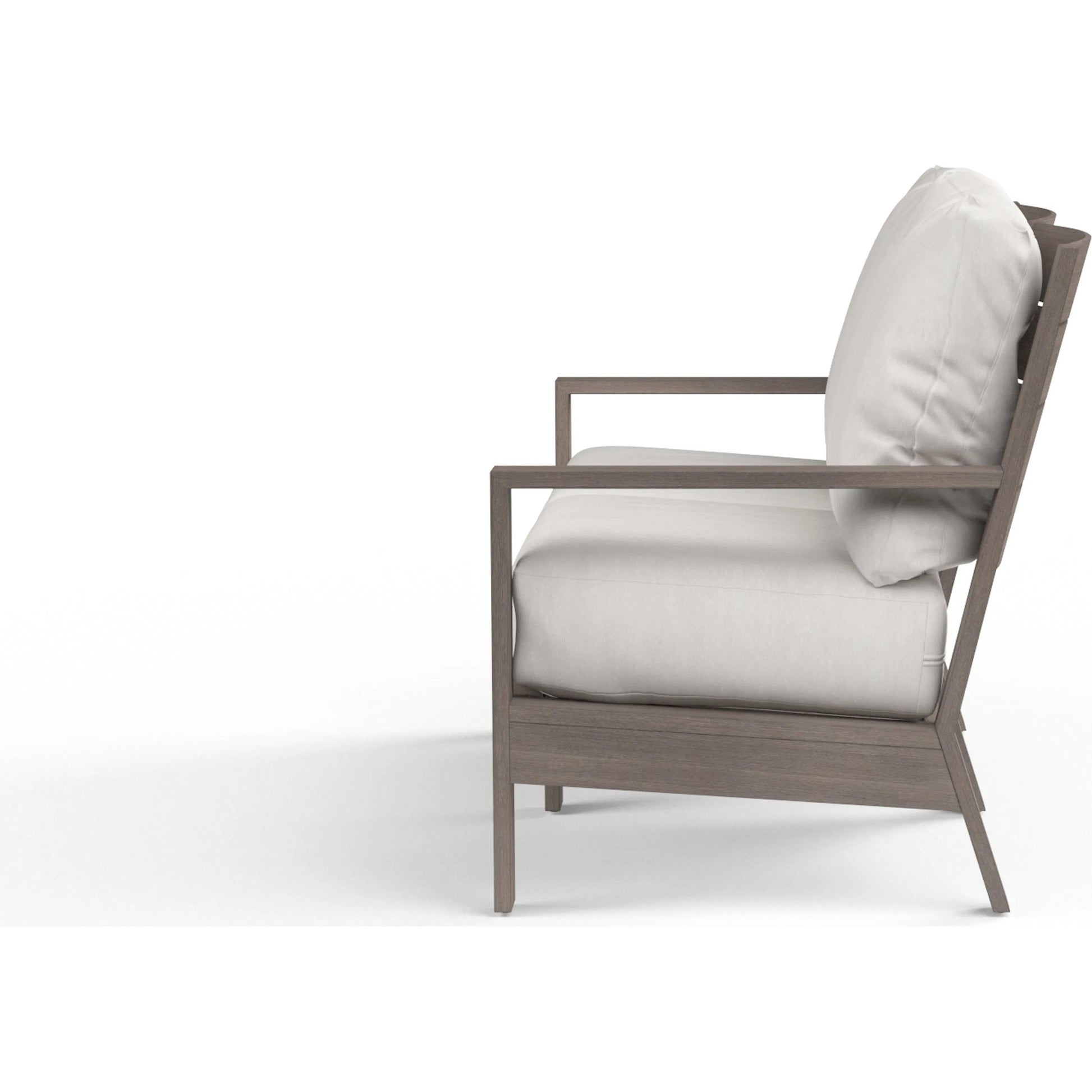 Laguna Outdoor Loveseat by Sunset West in browns. Made from aluminum in a modern style.