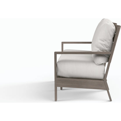 Laguna Outdoor Loveseat by Sunset West in browns. Made from aluminum in a modern style.