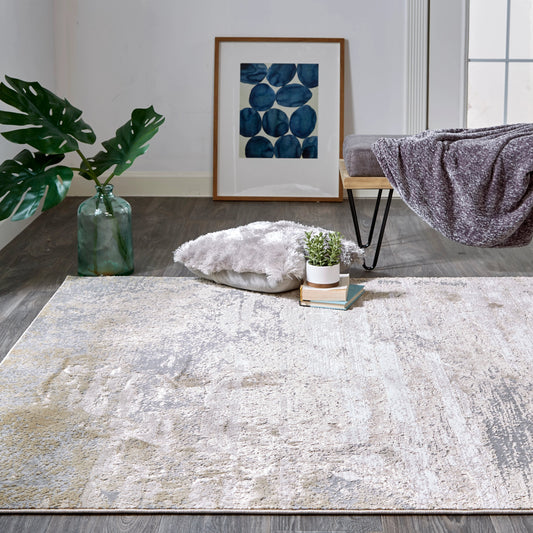 Aura Rug - 3567F by Feizy in ivory, gold, gray. Made from polyester, polypropylene in a unique style.