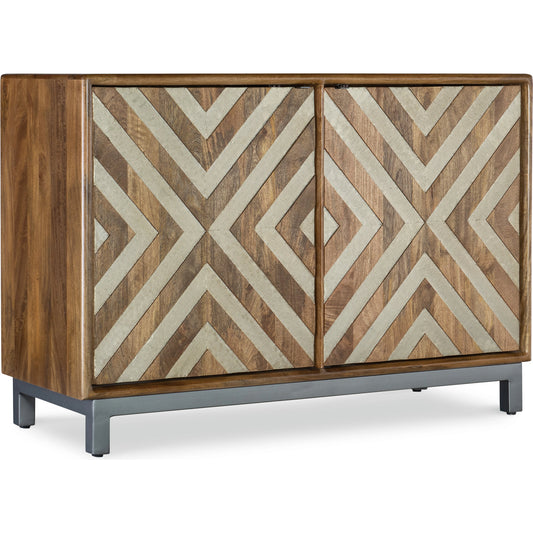 Commerce and Market Serramonte Two-Door Chest by Hooker Furniture in medium wood. Made from mango solids, silver clad, iron in a modern style.