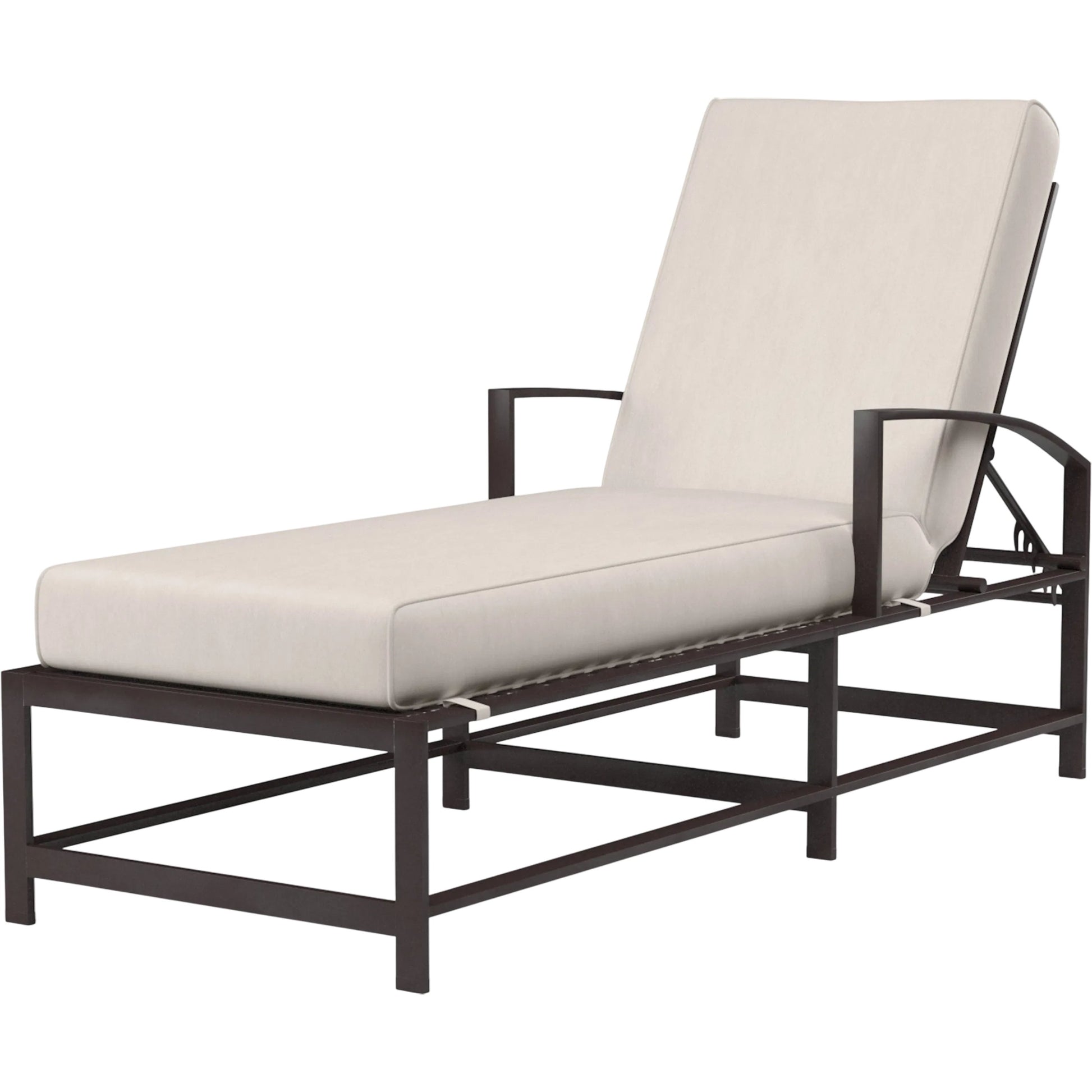 La Jolla Outdoor Chaise by Sunset West in browns. Made from aluminum in a modern style.