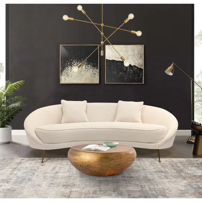 Vicenza Curved Sofa by Pasargad Home in ivory. Made from polyester fabric in a modern style.