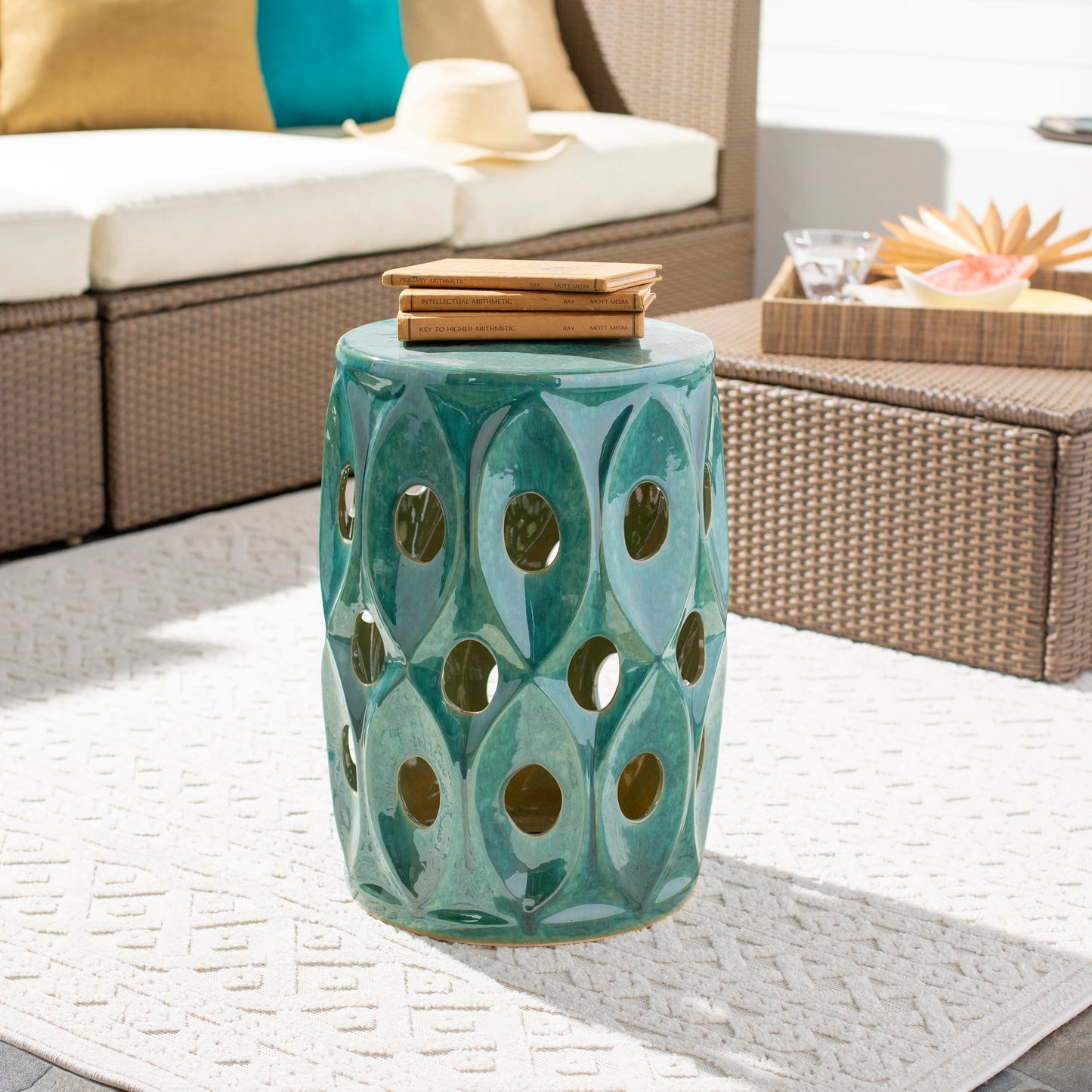 003 SI-1914465 | Lifestyle | Erika Indoor/Outdoor by Surya in green and glazedglazed. Made from top: ceramic, base: ceramic in a modern style.