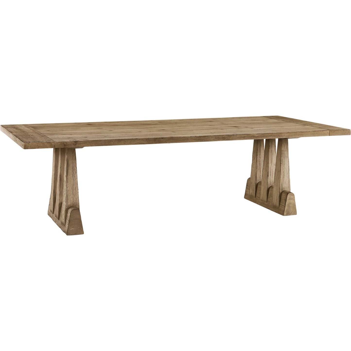 001 SI-2462567 | Primary Silo | 124" Echo Canyon Rectangular Dining Table by Jonathan Charles in faded oak. Made from oak veneer in a transitional style.