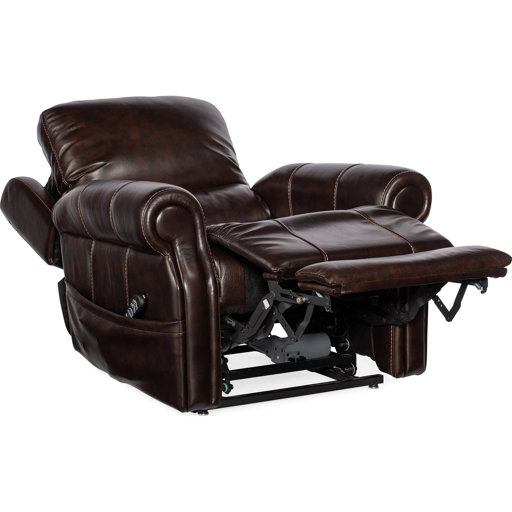 Eisley Power Recliner by Hooker Furniture in sorrento night seas. Made from leather in a traditional style.