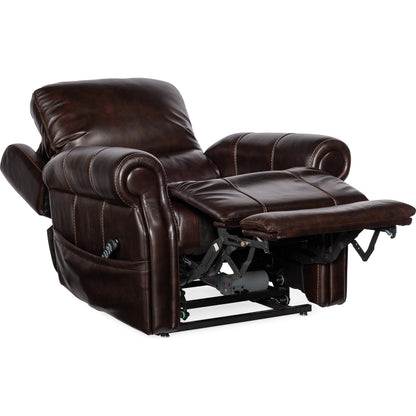 Eisley Power Recliner by Hooker Furniture in sorrento night seas. Made from leather in a traditional style.