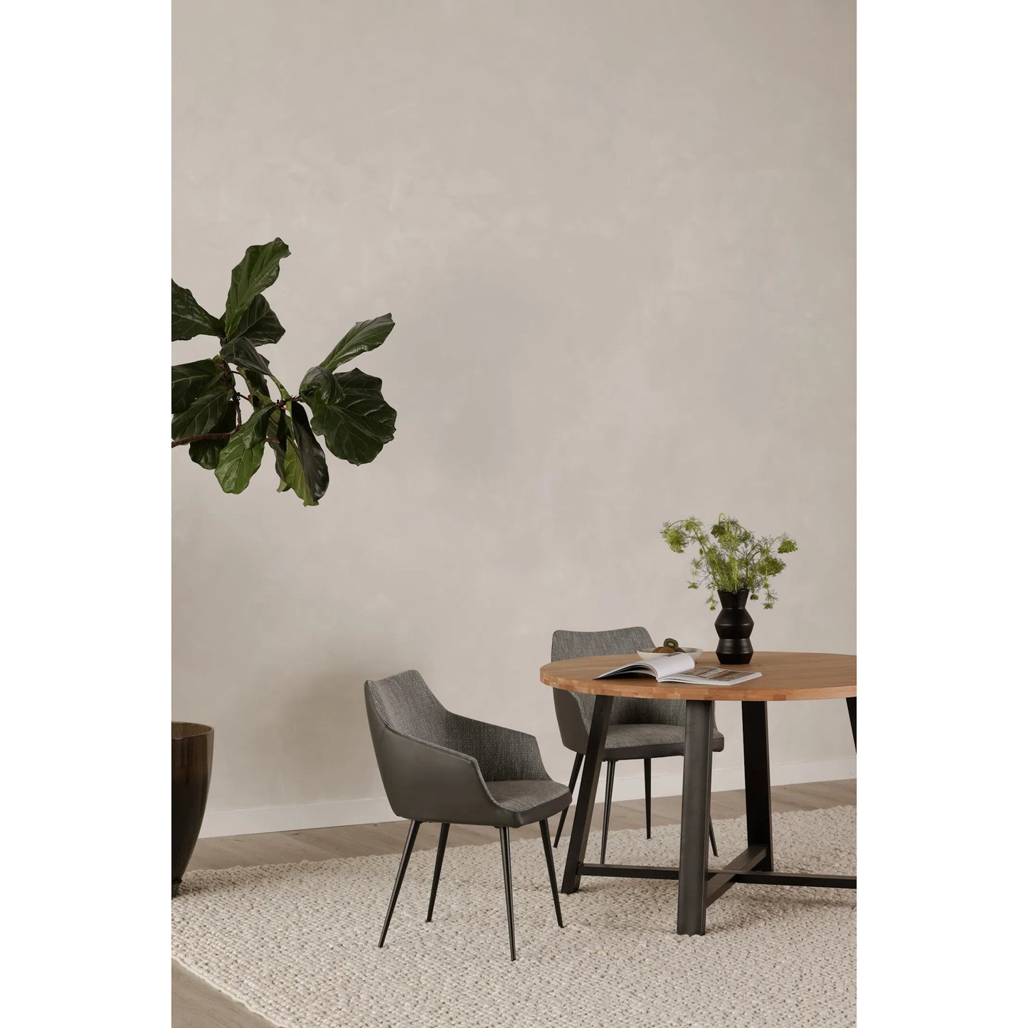 005 S-243635 | Lifestyle | Beckett Dining Chair by Moe's Home Collection in gray and powder coated. Made from 100% polyester, steel frame, foam in a modern style.