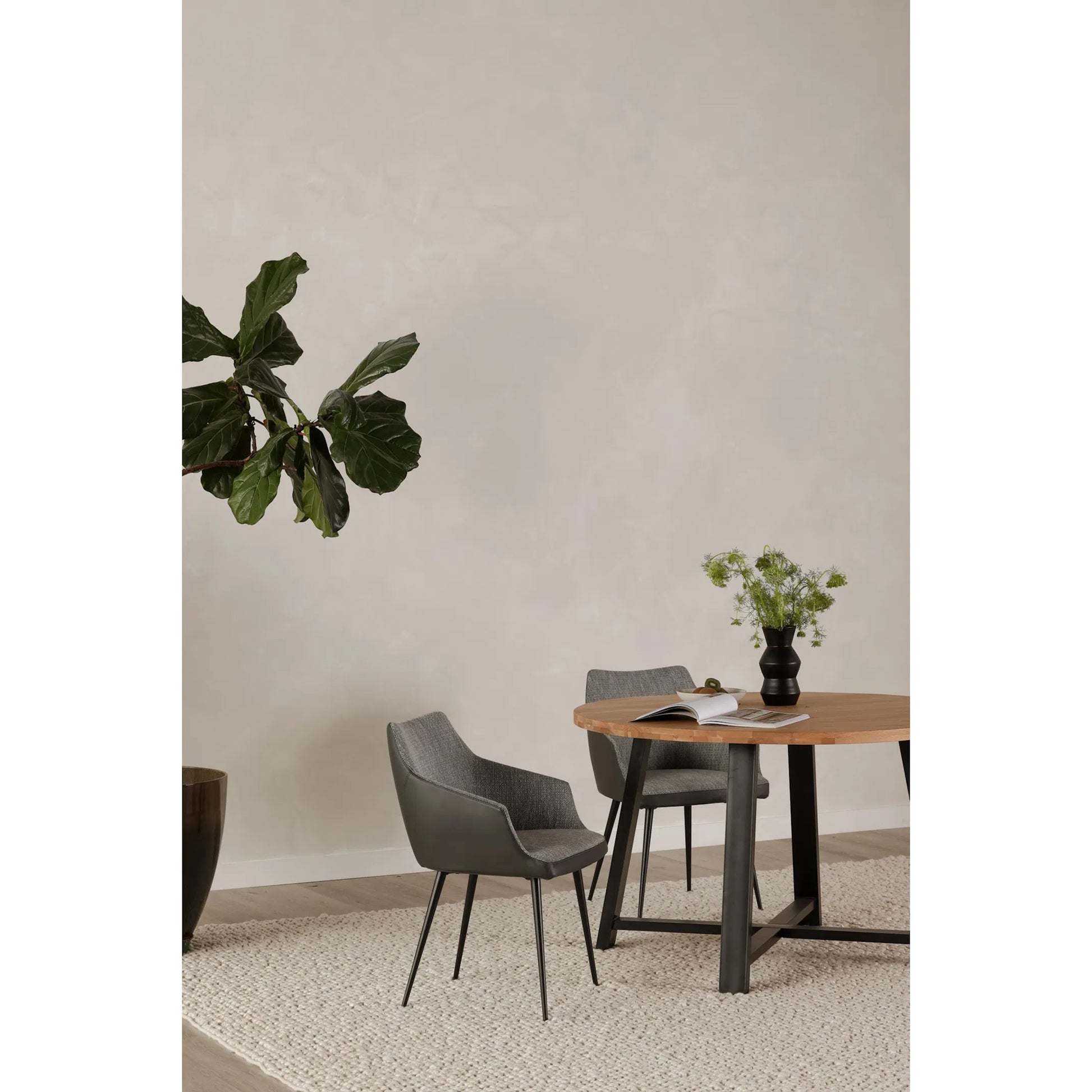Beckett Dining Chair by Moe's Home Collection in gray and powder coated. Made from 100% polyester, steel frame, foam in a modern style.