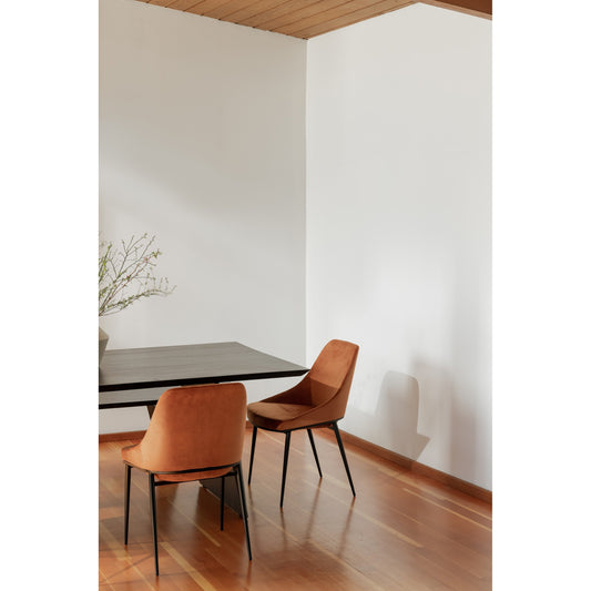 Sedona Dining Chair (Set of 2) by Moe's Home Collection in orange. Made from upholstery: 100% polyester, steel legs, molded foam, plywood in a transitional style.