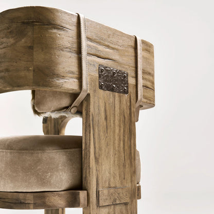 Stone Ridge Leather Arm Chair by Jonathan Charles in tully light acacia. Made from acacia in a cottage & farmhouse style.