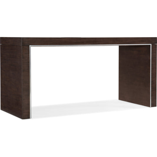House Blend Writing Desk by Hooker Furniture in dark roast. Made from quartered ash veneers, metal in a unique style.