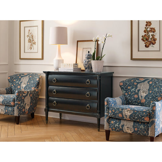 Charleston Three Drawer Chest - Armoire Base by Hooker Furniture in black cherry. Made from cherry veneers, cedar, metal in a transitional style.
