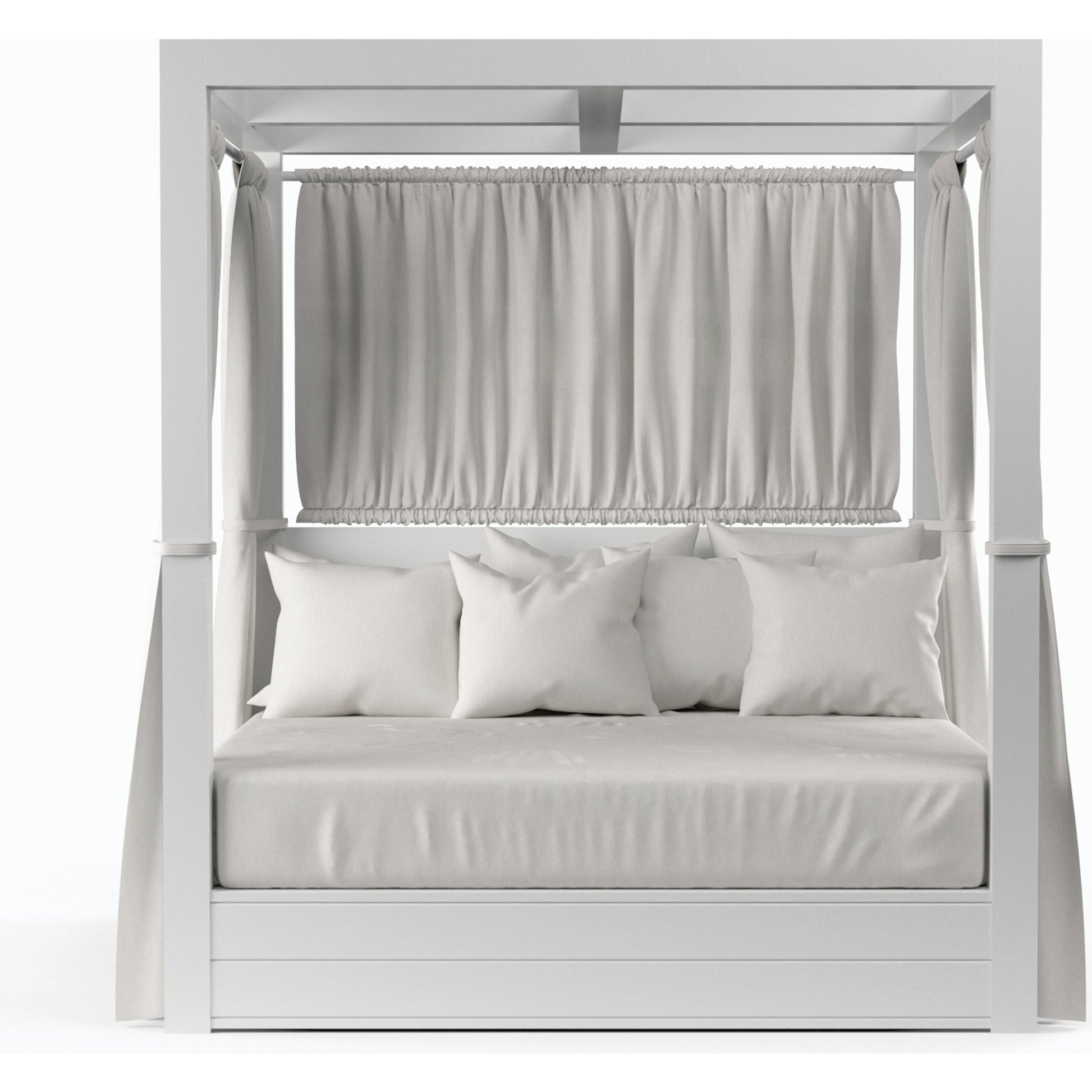 Newport Outdoor Resort King Daybed by Sunset West in whites/creams/beiges. Made from aluminum in a modern style.