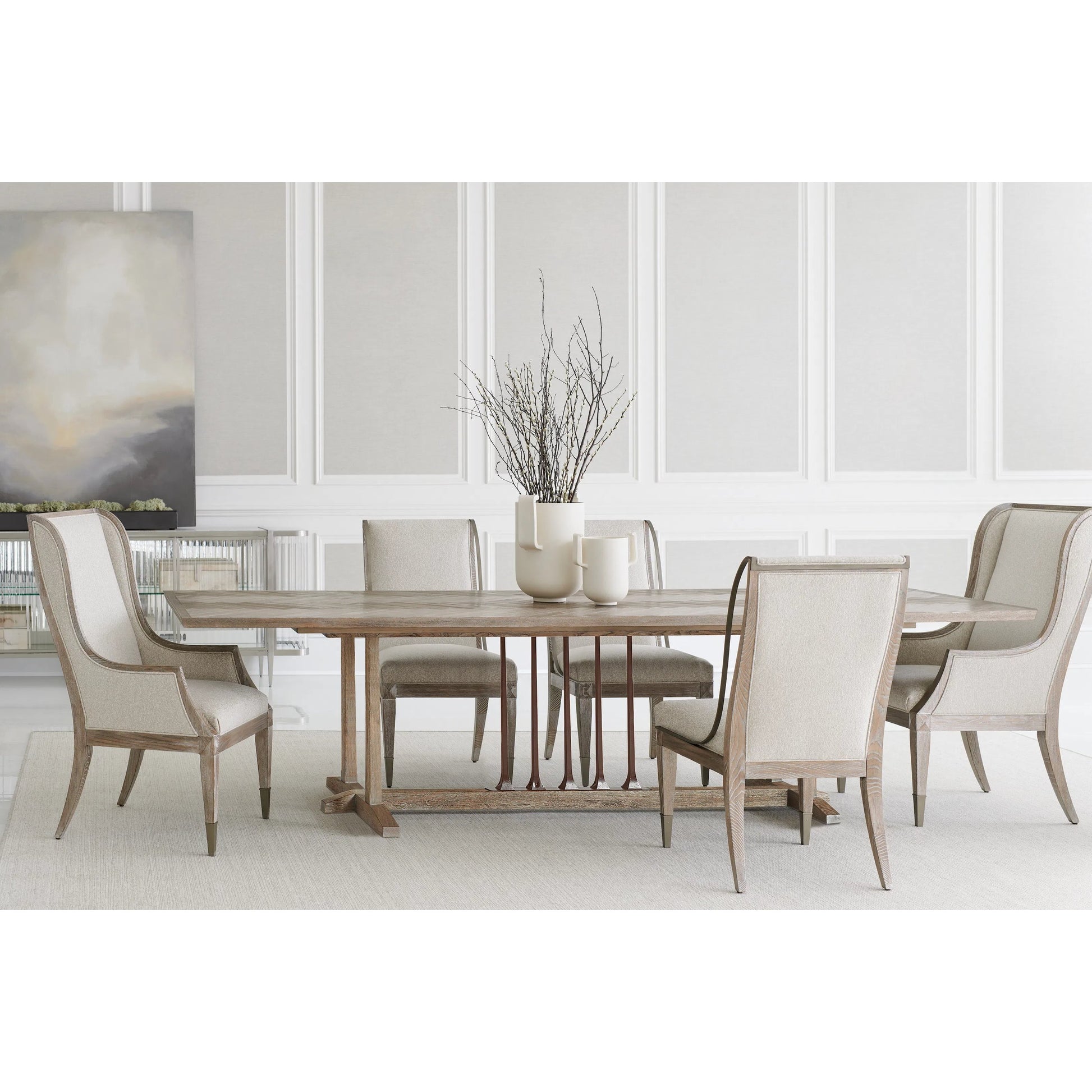Family Gathering Dining Table by Caracole in ash, chocolate bronze. Made from birch, metal, thick ash in a unique style.