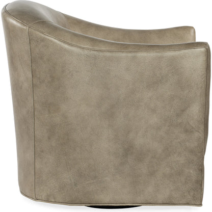 Gideon Swivel Club Chair by Hooker Furniture in grey and landscape frozen valley. Made from leather in a transitional style.