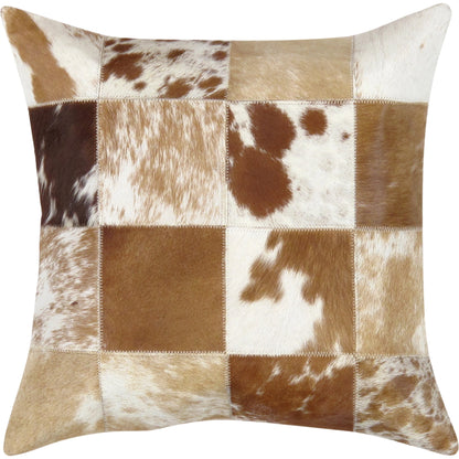 Safari Checkered Cowhide Throw Pillow by Pasargad Home. Made from cowhide in a modern style.