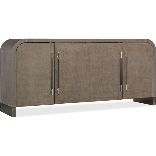 Modern Mood Buffet by Hooker Furniture. Made from oak veneers, raffia in a modern style.