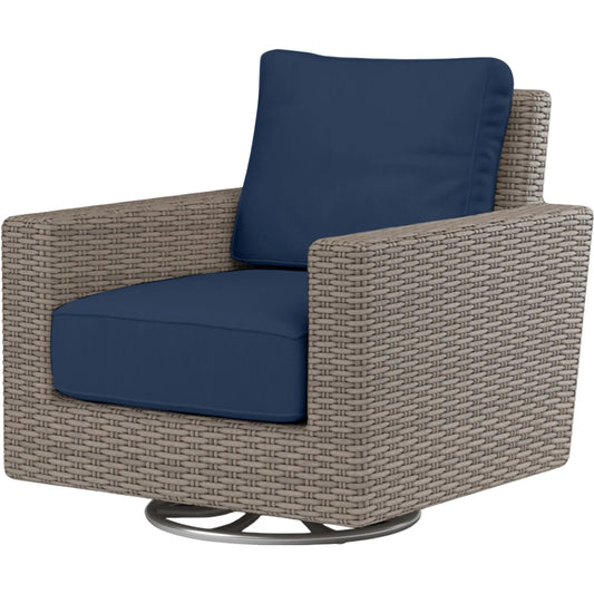 Coronado Outdoor Swivel Rocker in Canvas Flax by Sunset West in browns. Made from resin wicker in a modern style.