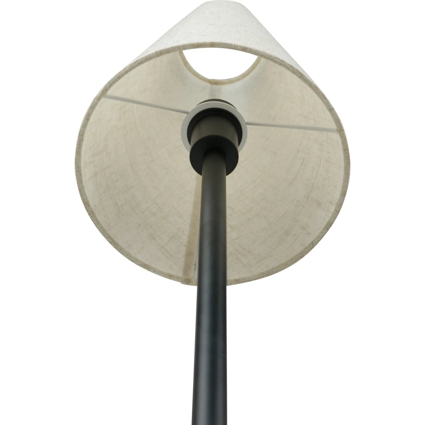002 SI-2441509 | Closeup | Mathis Floor Lamp by Moe's Home Collection in black. Made from linen shade, steel base, chain pull switch, 8' black fabric cord in a traditional style.