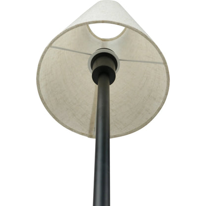 Mathis Floor Lamp by Moe's Home Collection in black. Made from linen shade, steel base, chain pull switch, 8' black fabric cord in a traditional style.