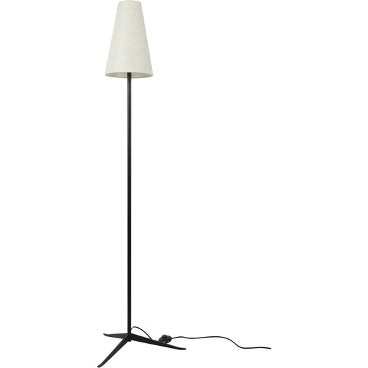 Mathis Floor Lamp by Moe's Home Collection in black. Made from linen shade, steel base, chain pull switch, 8' black fabric cord in a unique style.
