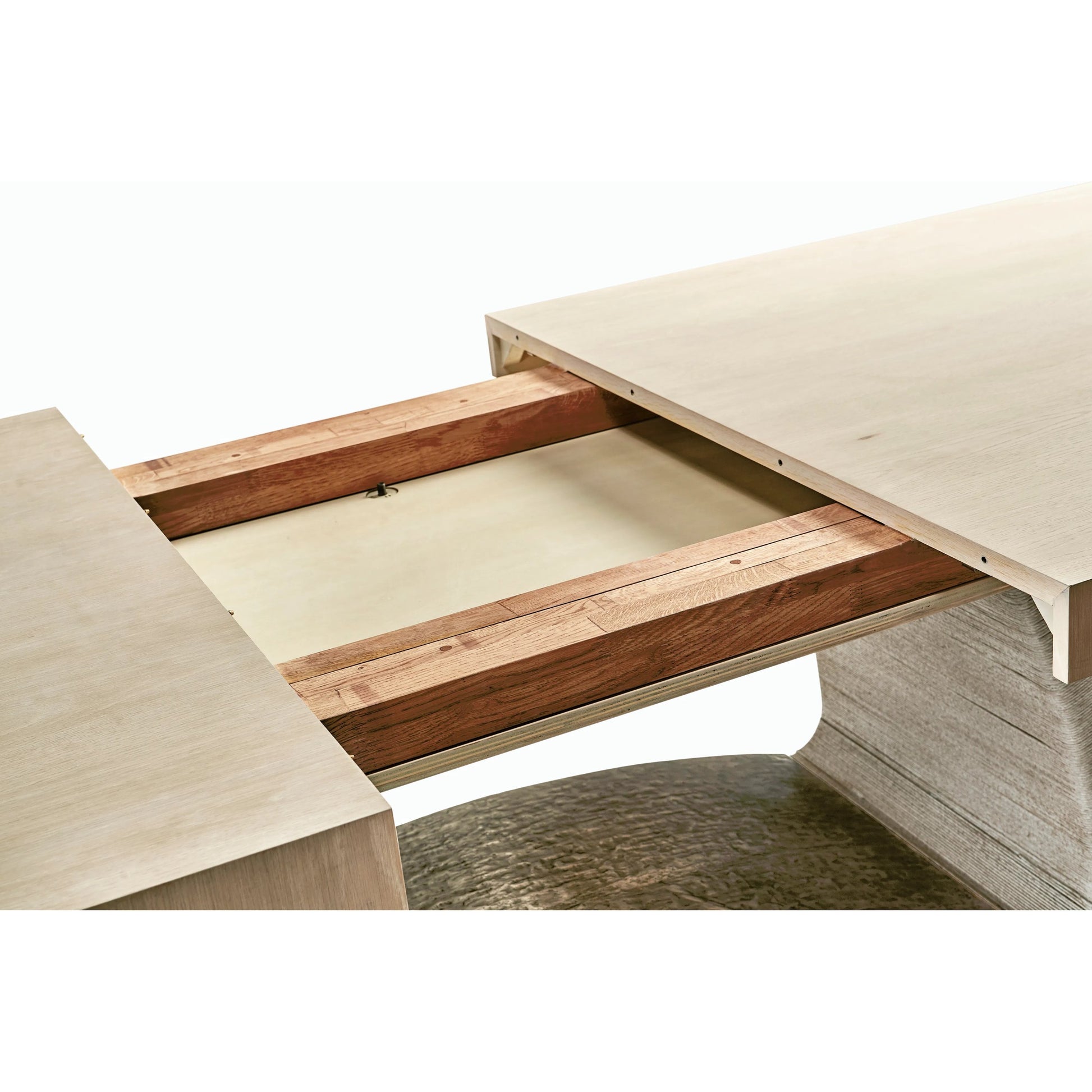 Water Swell Danish Cord Dining Table by Jonathan Charles in bleached oak. Made from oak, danish cord, metal in a transitional style.