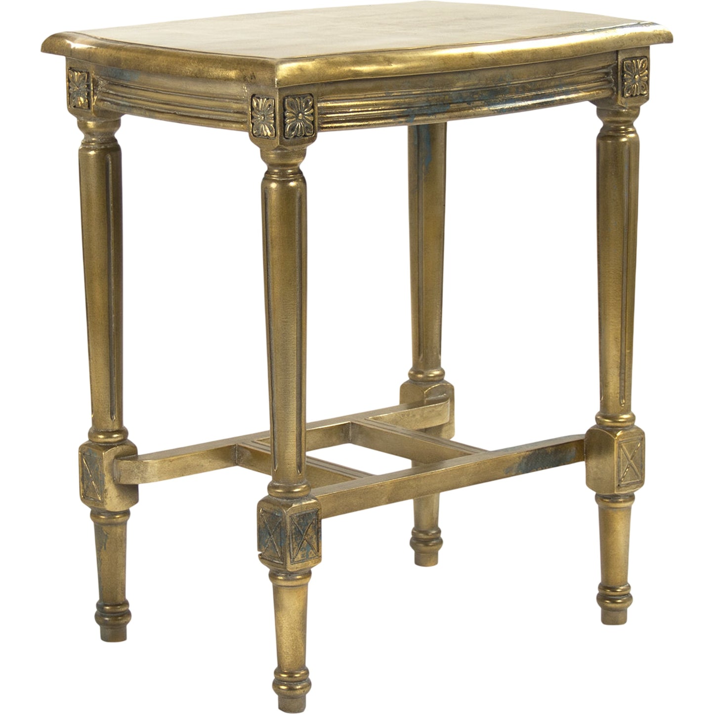 001 S-336799 | Primary Silo | Burkett End Table by Zentique in distressed gold and mdf. Made from mdf, metal in a traditional style.