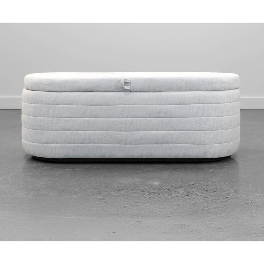 Elio Storage Bench by LH Imports in platinum and matte black. Made from metal, foam, 100% polyester fabric in a transitional style.