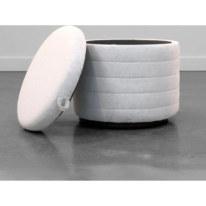 Elio Storage Ottoman by LH Imports in platinum and matte black. Made from metal, foam, 100% polyester fabric in a transitional style.