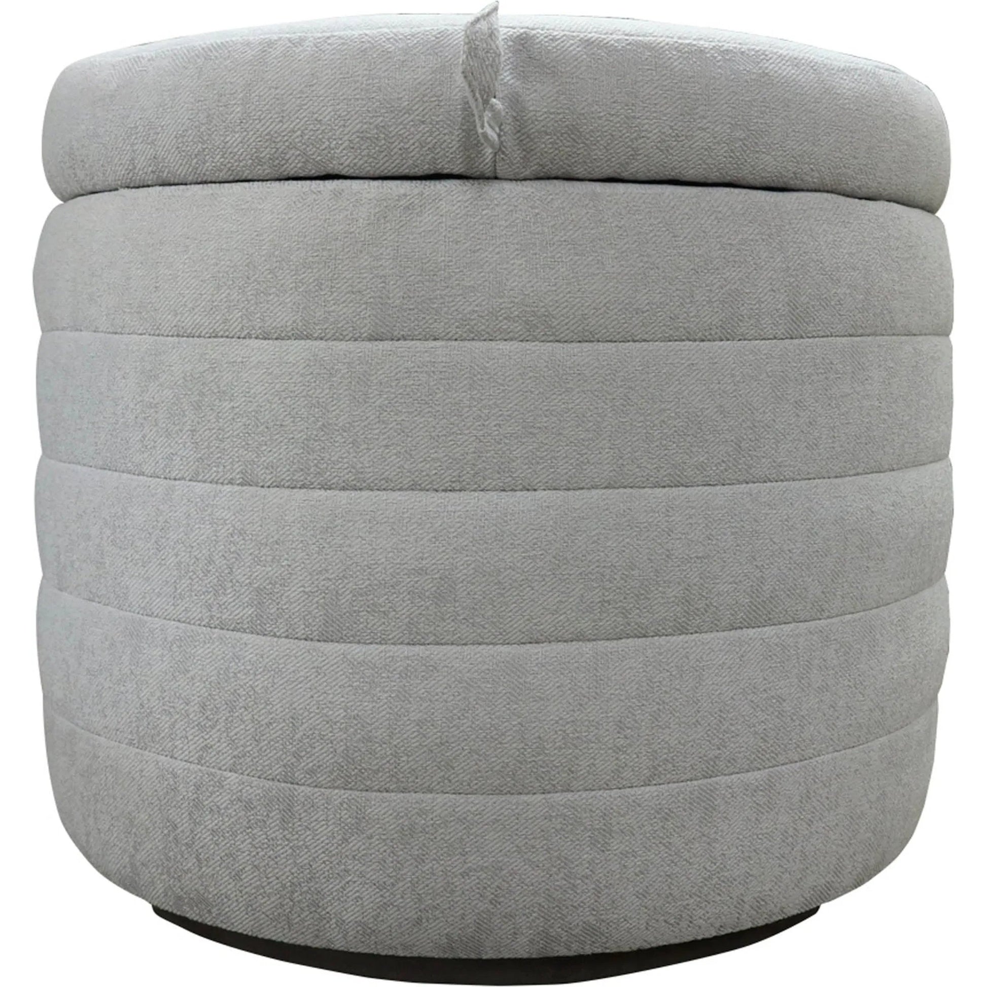 Elio Storage Ottoman by LH Imports in platinum and matte black. Made from metal, foam, 100% polyester fabric in a transitional style.