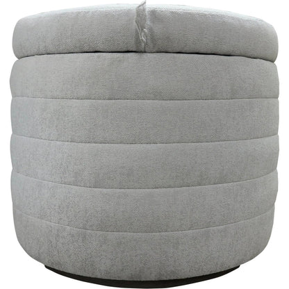 Elio Storage Ottoman by LH Imports in platinum and matte black. Made from metal, foam, 100% polyester fabric in a transitional style.