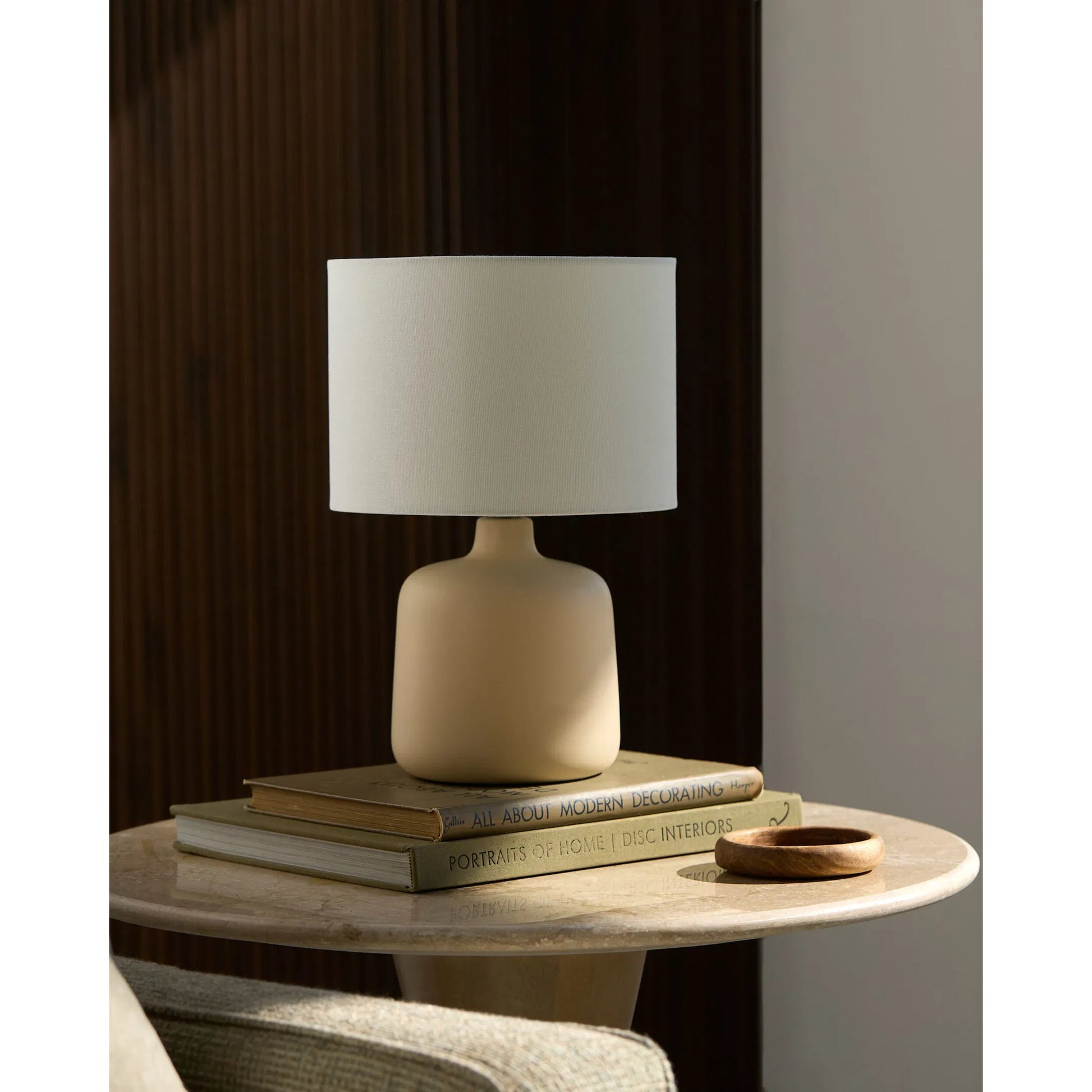 Elio III Accent Table Lamp by Livabliss in glazed. Made from ceramic, jute, polystyrene in a modern style.