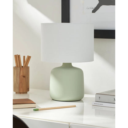 Elio III Accent Table Lamp by Livabliss in glazed. Made from ceramic, jute, polystyrene in a modern style.
