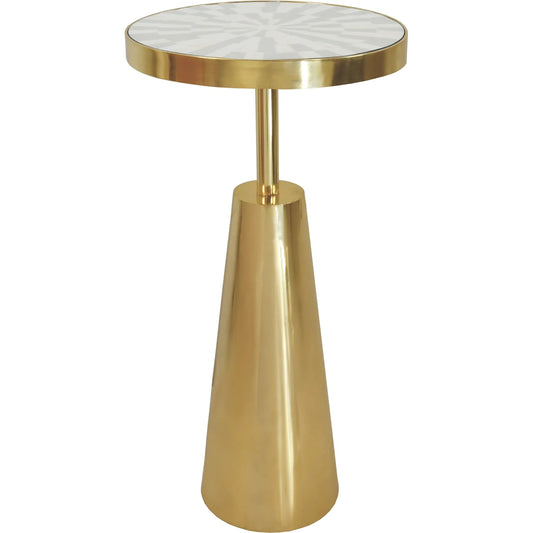 Elias Tapered Side Table by Worlds Away in brass. Made from natural bone, resin in a unique style.