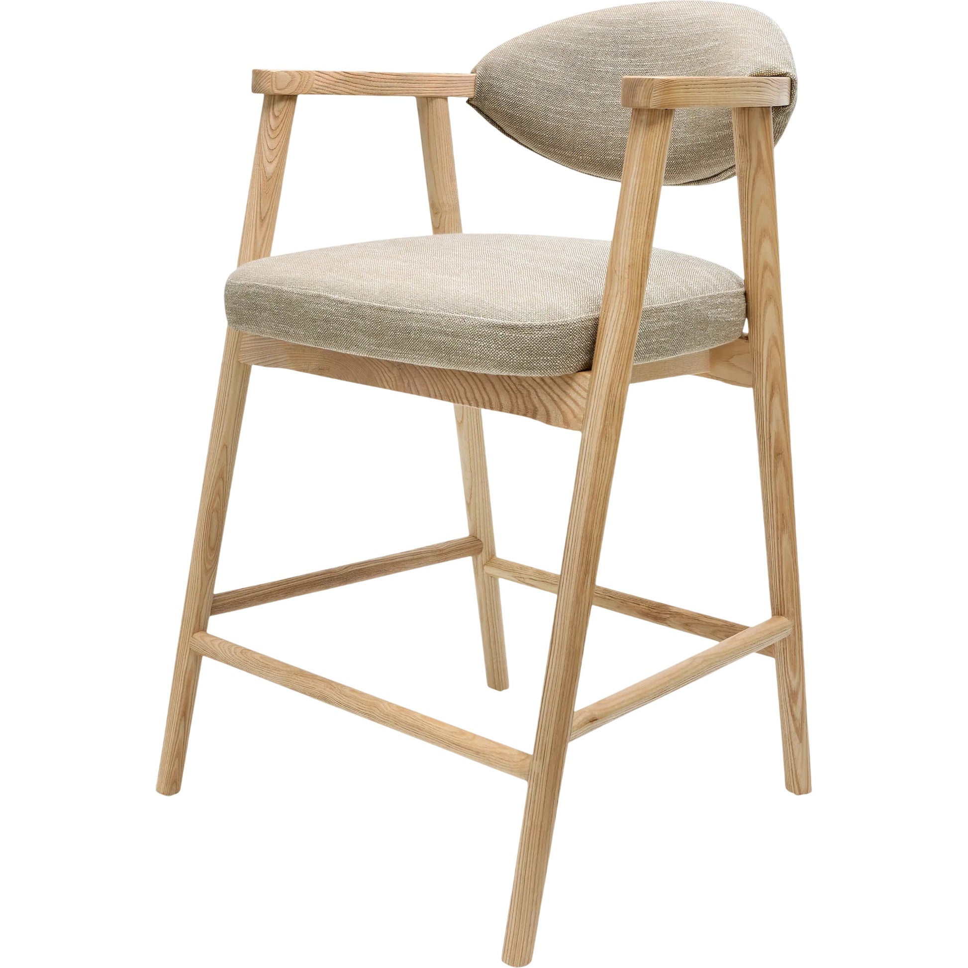 Elim Counter Stool by Surya in light beige. Made from hemp, polyester, ash wood, polyurethane foam in a transitional style.