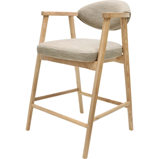 Elim Counter Stool by Surya in light beige. Made from hemp, polyester, ash wood, polyurethane foam in a transitional style.