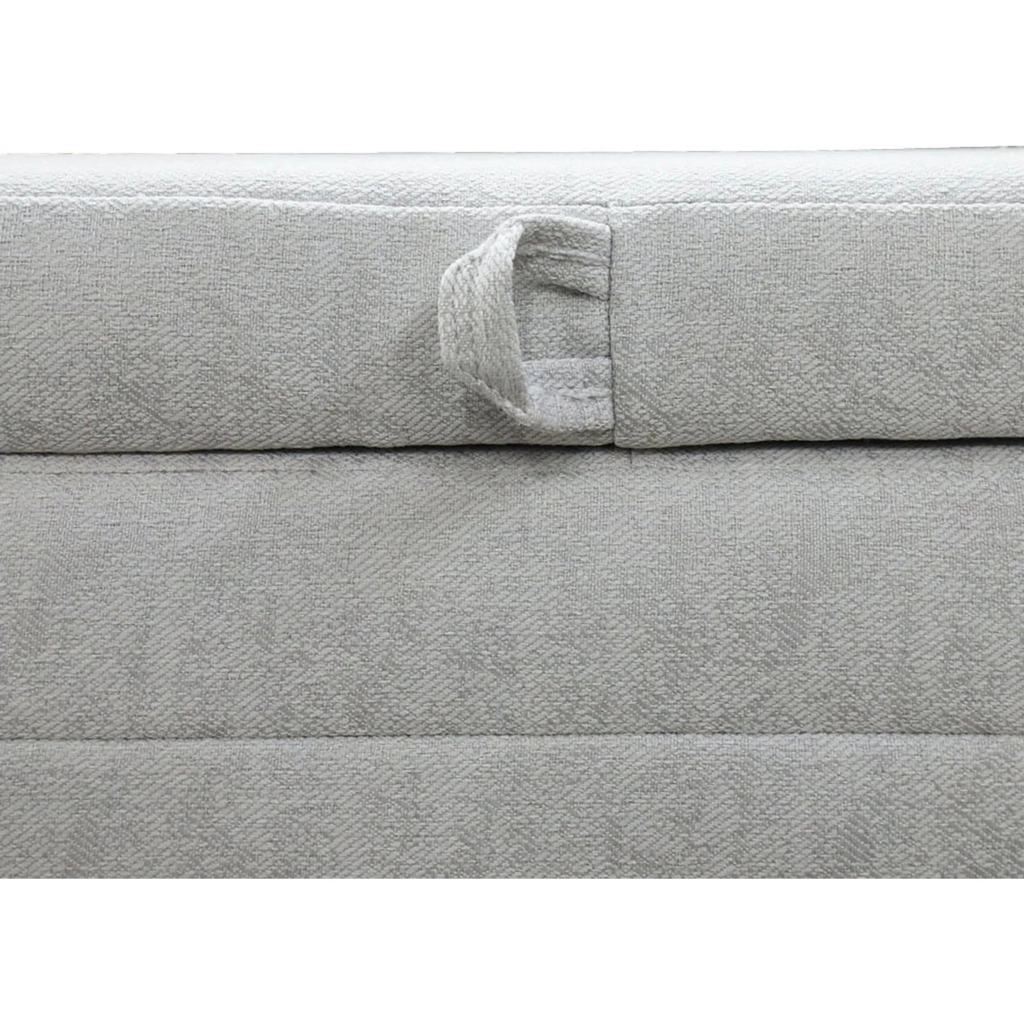 003 SI-2325026 | Closeup | Elio Storage Ottoman by LH Imports in platinum and matte black. Made from metal, foam, 100% polyester fabric in a transitional style.