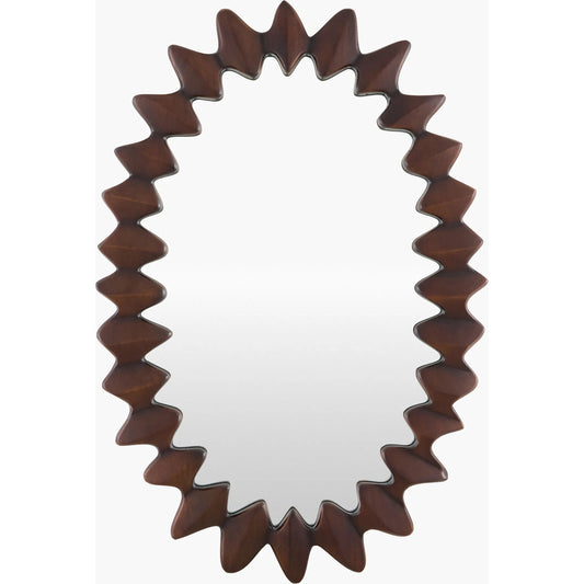 Elly Accent Mirror by Surya in dark brown and hand finished. Made from mango wood in a unique style.